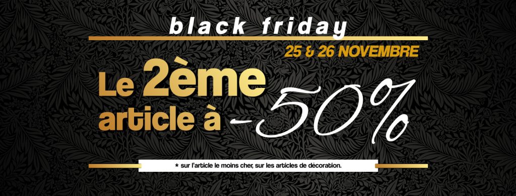 black friday -50% sur le deuxième article