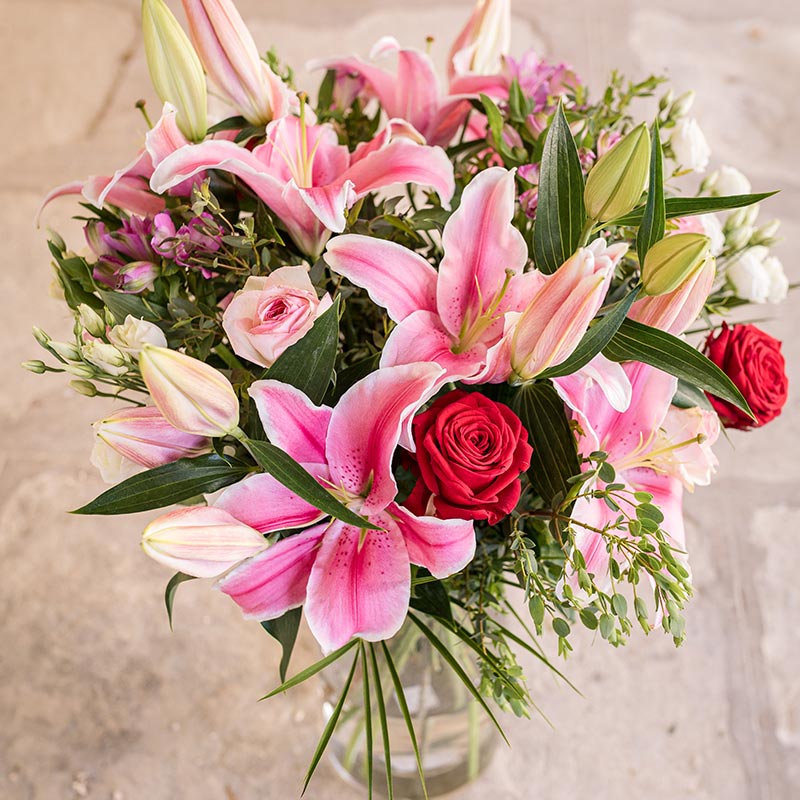 Élégant rose - Bouquet champêtre - Plus de Fleurs