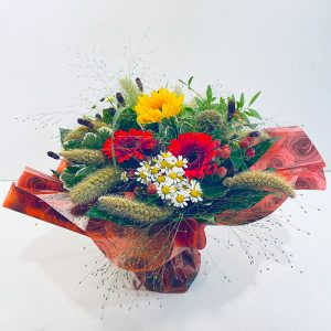 Soleil rouge bouquet bulle d'eau