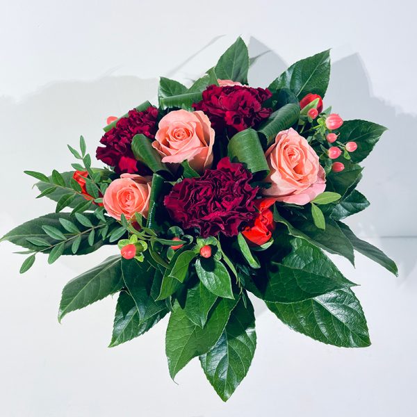 ferveur amoureuse bouquet rond rouge rose