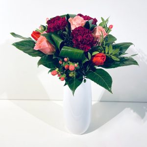 ferveur amoureuse bouquet rond rouge rose