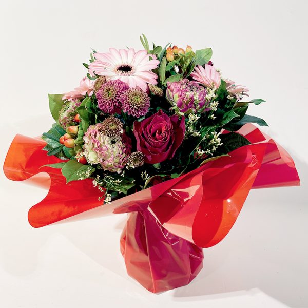 valentin bouquet amoureux en bulle d'eau rose rouge