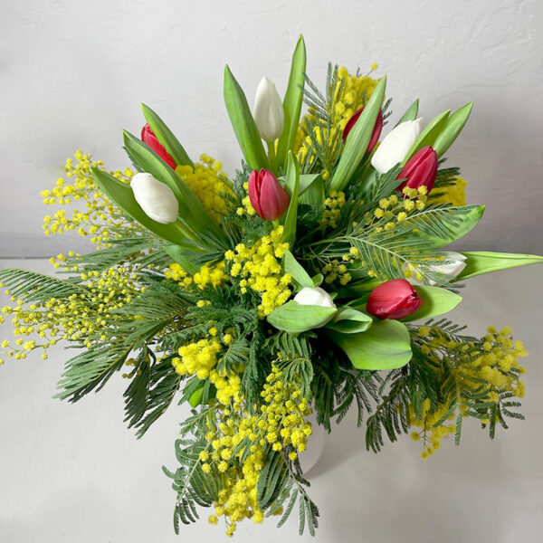 bouquet éclat mimosa tulipe livraison