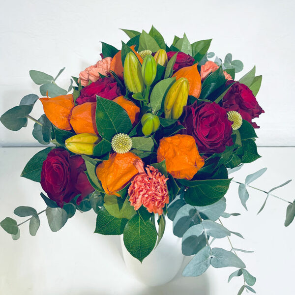 bouquet rond orange physalis automne