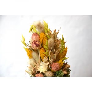 Fleurs séchées sous cloche - coloris jaune, vert et blanc