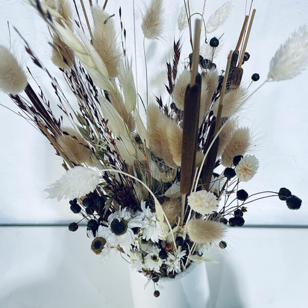 bouquet de fleurs séchées blanc paille naturel