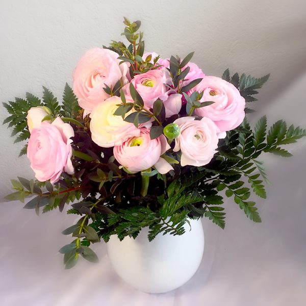 renoncules roses 10 tiges vase