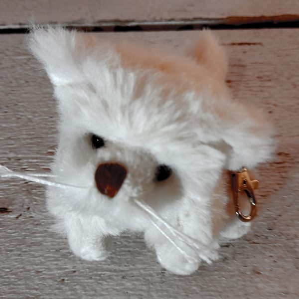 Porte-clé peluche Bukowski chien blanc