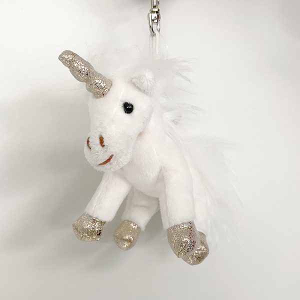 porte clé licorne peluche doré