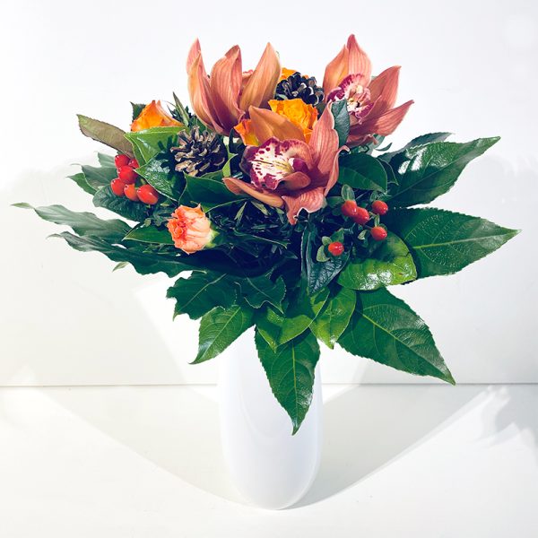 orchidée vive bouquet orange de Noël