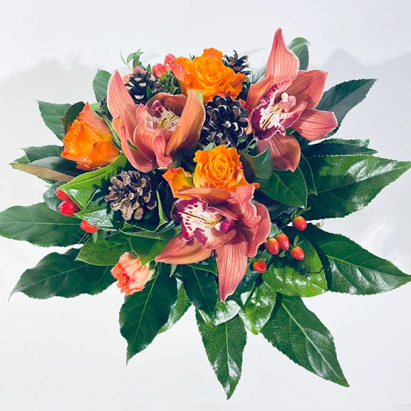 orchidée vive bouquet orange de Noël