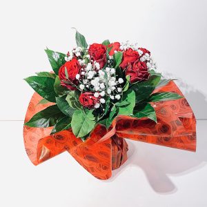 Roses rouges velours bouquet bulle d'eau saint Valentin