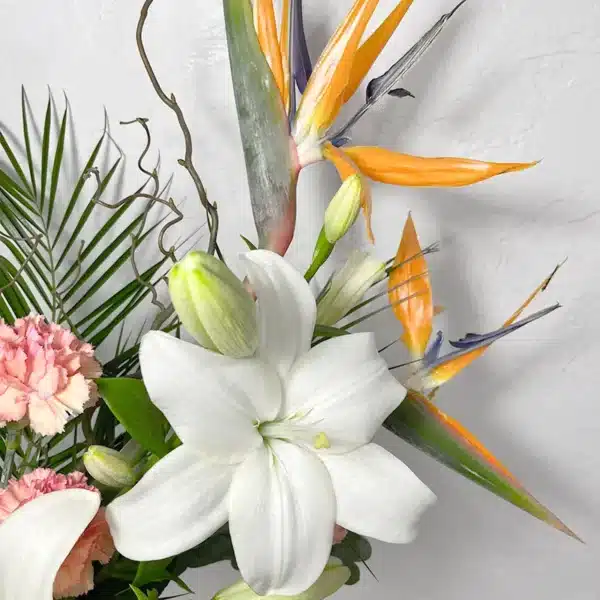 bouquet en hauteur oiseau de paradis strelitzia Lys