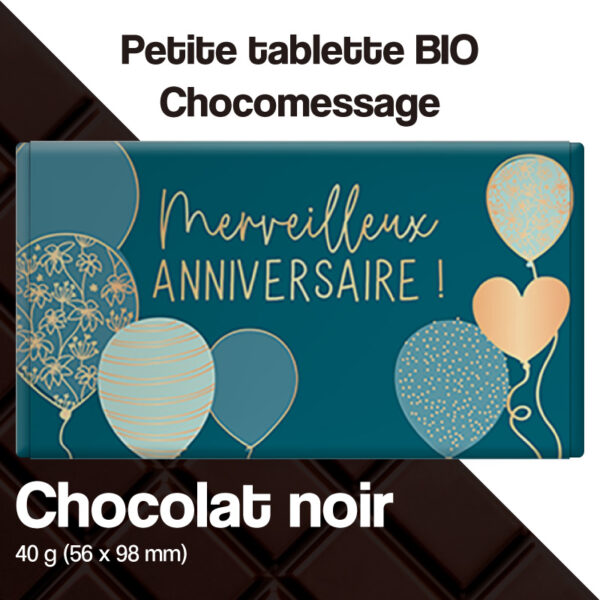 chocolat noir message anniversaire ballons