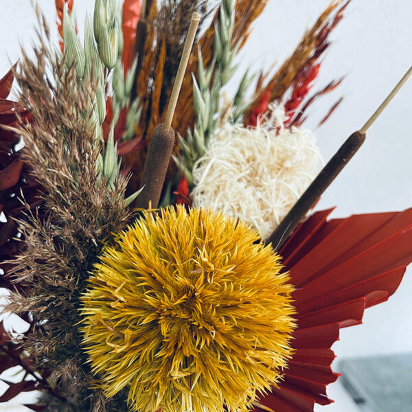 bouquet de fleurs séchées cuivre orange jaune or automne