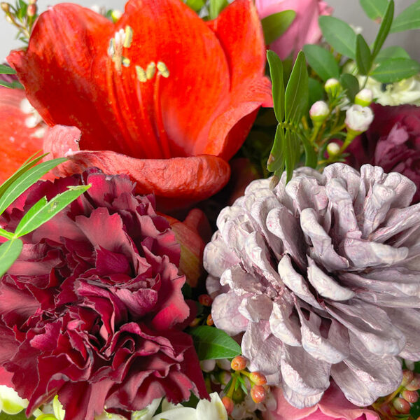 Doux hiver livraison de bouquet rond rose amaryllis