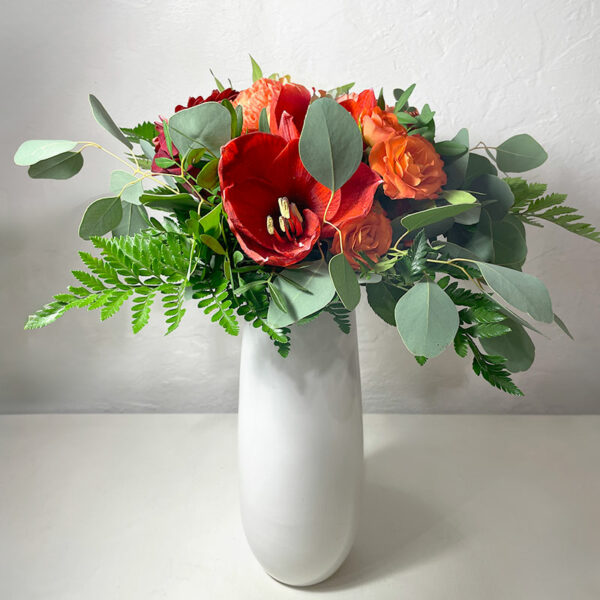 Jardin d'amaryllis bouquet rond rouge noel