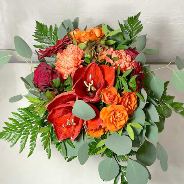 Jardin d'amaryllis bouquet rond rouge noel